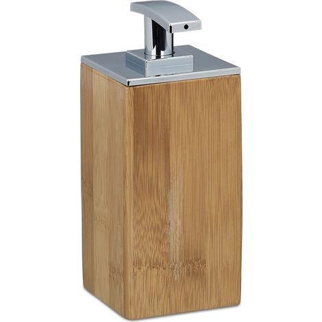 225 ml Flüssigseifenspender aus Bambus mit Pumpe – Wiederverwendbares Holzdesign, H x B x T: 17 x 7 x 7 cm, Natur (1/5)