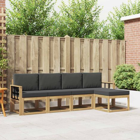 vidaXL Outdoor-Sofagarnitur mit Kissen 5 pcs Weiß und Anthrazit (1/5)