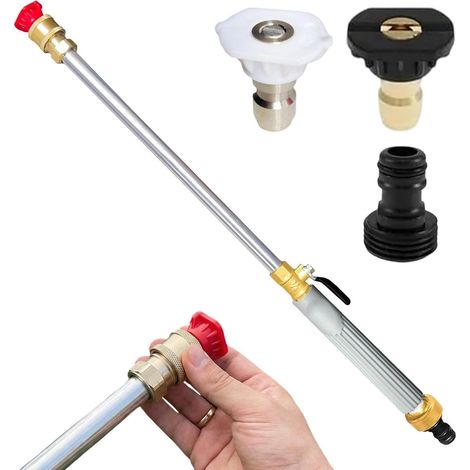 Nettoyeur Haute Pression pour Tuyau d'Arrosage - Pistolet d'arrosage réglable,Pour laver voiture, fenêtre, terrasse, jardin,Nettoyeur polyvalent extérieur Gris (1/5)