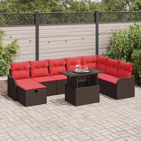 Teenpull – Gartensofa-set 9 Stk. Braun Poly-Rattan (1/5)