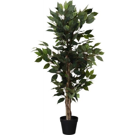 Künstlicher Ficus-Baum im schwarzen Topf, 115 cm (1/3)