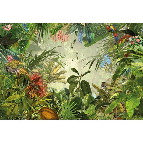 papier peint panoramique Into the Wild vert jungle - Komar (1/2)