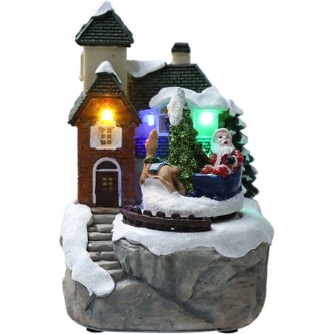 de Noël lumineuses rotatives avec musique scène de neige (1/4)