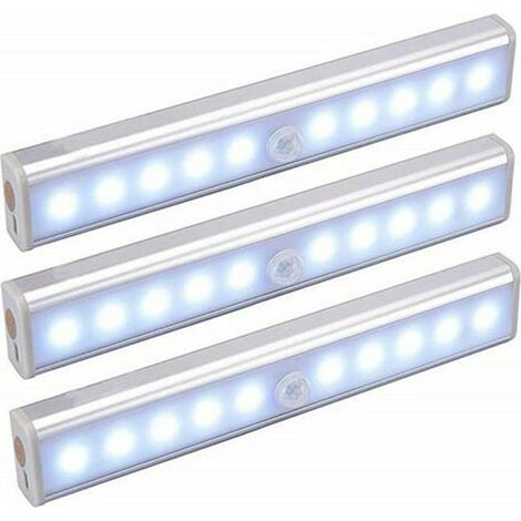 Set mit 3 kabellosen, per USB aufladbaren, magnetischen LED-Lampen mit Bewegungsmeldern, tragbar. Vielseitig einsetzbar als Schrankbeleuchtung, tragbare Notleuchte, Nachtlicht für Kinder, Wohnzimmerbe (1/5)