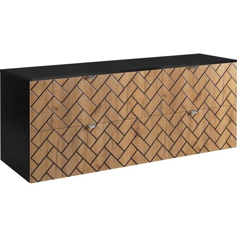 Mobile da bagno, Rovere Artigianale Dorato, 160 x 57 x 46 cm, Maniglie Argento (1/5)