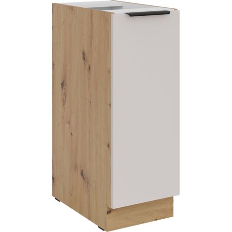 Küchen Unterschrank Schrankauszug 30 cm Küche SOLANO Kaschmir beige matt + Eiche Artisan matt Küchenzeile Küchenblock Einbauküche (1/4)