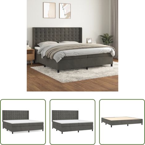 vidaXL Taschenfederkern - Boxspringbett mit Matratze Dunkelgrau 200x200 cm Samt (1/5)
