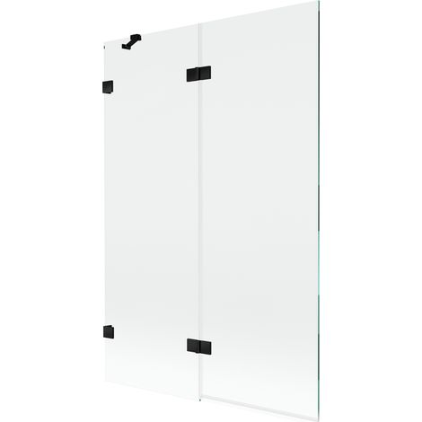 Paroi de bain Mexen Lunar à 2 volets, gauche 120 x 150 cm, transparent, noir - 897-120-100-70-00-L (1/5)