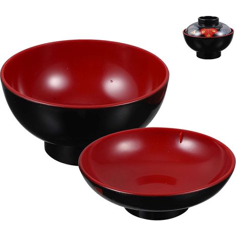 Bol à riz japonais multicolore avec couvercle, compatible avec un usage domestique. (1/5)