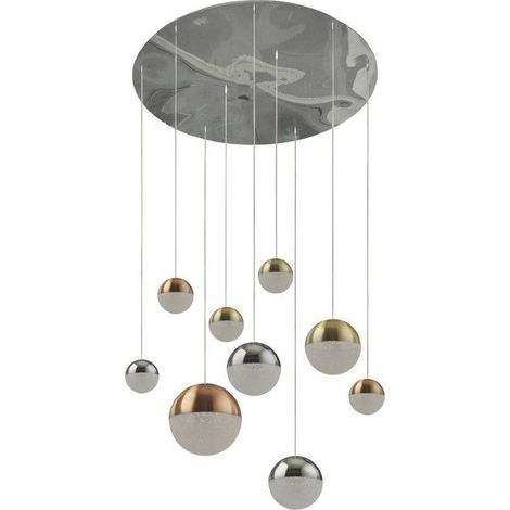 Lampe suspendue lampe de salle à manger suspension LED laiton chromé cuivre boules claires (1/3)