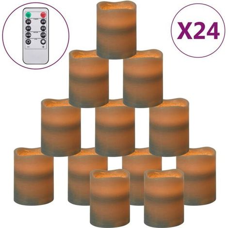 Lot de 24 bougies LED sans flamme, avec télécommande, lumière blanche chaude. (1/5)