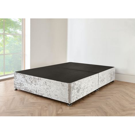 Modern Silver Crush Velvet Divan Bed Base Only With Storage Drawers (2 Drawers