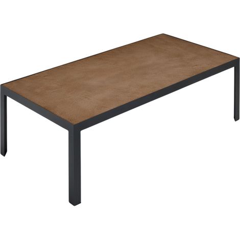 Table basse en Plateau en enduit effet béton et piètement métal noir  ORELIA (1/4)