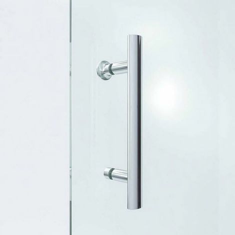 Poignées de porte de douche - 2 pièces, acier inoxydable chromé, 145mm, salle de bain/cuisine - poignées Étiquette (1/4)