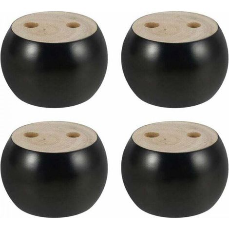 Juego de 4 patas redondas de madera de 5 cm de altura para sofá, cama, sillón y armario, con tornillos y cinta adhesiva (negro)