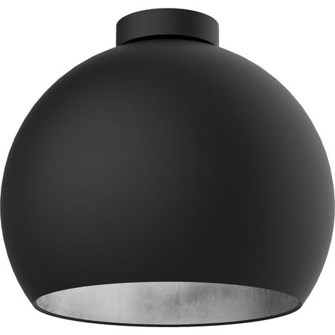 LUMICOM  JOE Plafoniera, 1X E27, max 42W, metallo, nero opaco/foglia argento, D.25cm