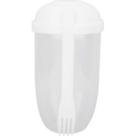 Shaker à Salade avec Fourchette - Récipient Repas Sain Portable pour Légumes et Petit-déjeuner - Blanc (1/5)