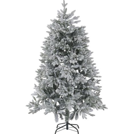 Albero di Natale Bianco Artificiale Innevato Base in Metallo PVC 180 cm Foraker