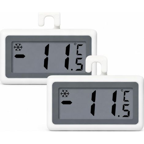 Sollbry 2pcs Thermomètres pour Réfrigérateur avec Grand Écran LCD,Design Aimanté et Crochet,Mini Thermomètre Intérieur Extérieur Réfrigérateur Congélateur (1/5)