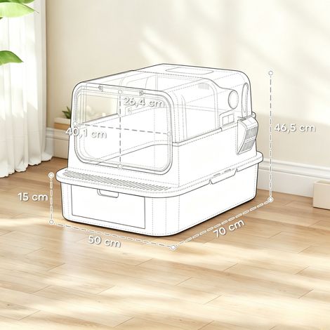 Litière XL en acier inoxydable pour chat, maison de toilette pour grands chats, facile à nettoyer (1/5)