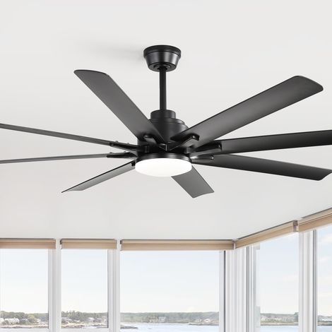 Ventilateur de plafond avec lampe LED 132 cm - 8 pales ABS, avec télécommande, moteur DC silencieux, dimmable, réversible été/hiver - Installation universelle (1/5)