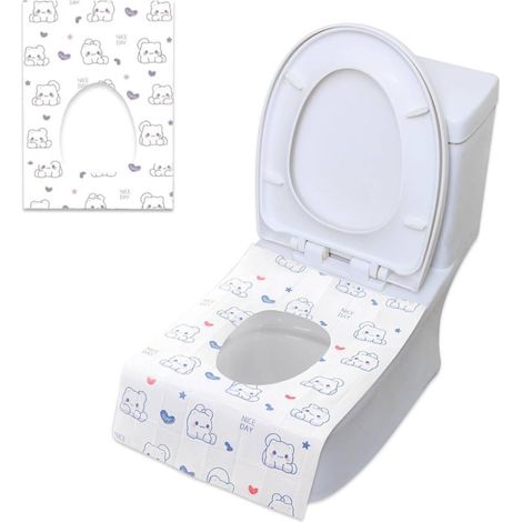 Lot de 30 housses de toilette jetables antibactériennes, coussin avec motif imprimé pour WC pour toilettes publiques et domestiques (1/5)