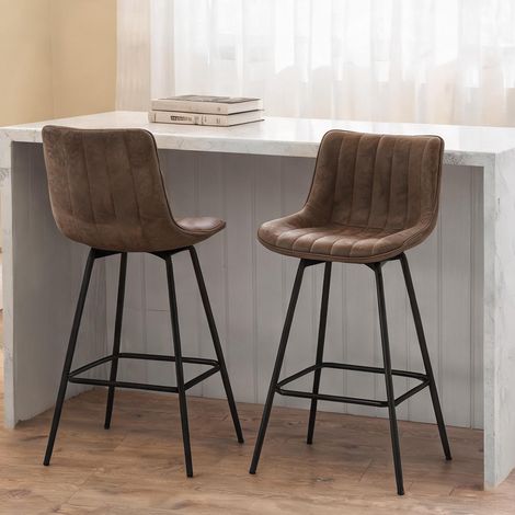 Tabouret de bar marron en PU 54,5 x 47 x 97,5 cm (1/5)