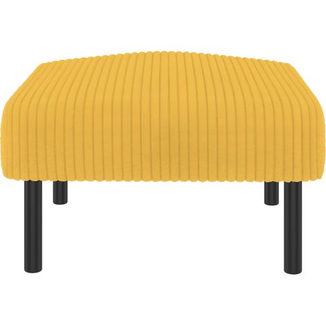 Puf tapizado en pana amarilla con estructura metálica 56 x 51 x 39 cm (1/5)