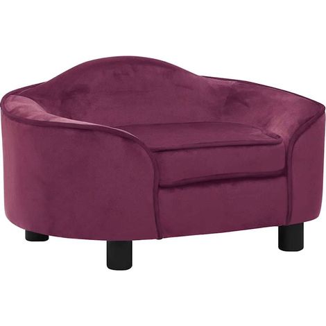 Dog Sofa  Burgundy  Plush, Solid Pinewood, Foam  Medium  Dog Sofa vidaXL (1/5)