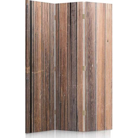 Paravent en Bois Style Rustique 3 Panneaux - Intérieur Chic - 110 x 180 cm - 2 faces R° V°