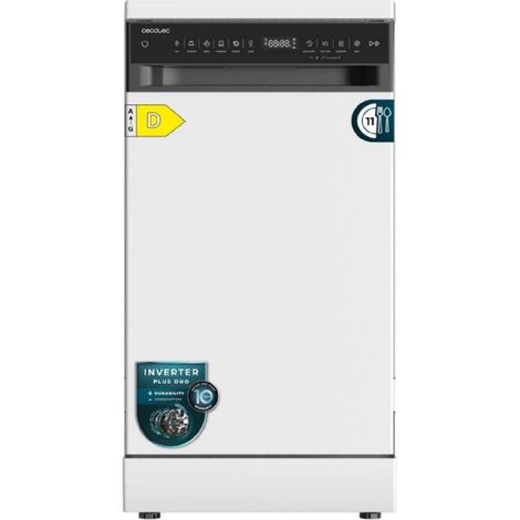 Cecotec Lavavajillas Independiente de 45 cm Bolero Aguazero 4360. 11 Cubiertos, 6 Programas, Clase D, Motor Inverter Plus Duo