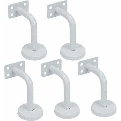 5pcs Supports de Main Courante d'Escalier, Supports Acier Inoxydable Blanc de Rampe d'Escalier-60x80mm-Vis de montage fournis-Pour Fixation Rampes d'Escalier et garde corps Intérieure et Extéri (1/4)