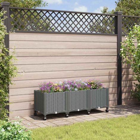 Teenpull – Gartenpflanzer mit Rädern Hellgrau 120 x 40 x 48 cm PP (1/5)