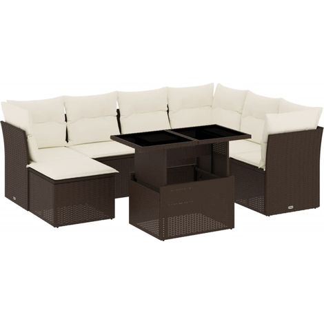 vidaXL Salon de jardin 8 pcs avec coussins marron résine tressée (1/5)