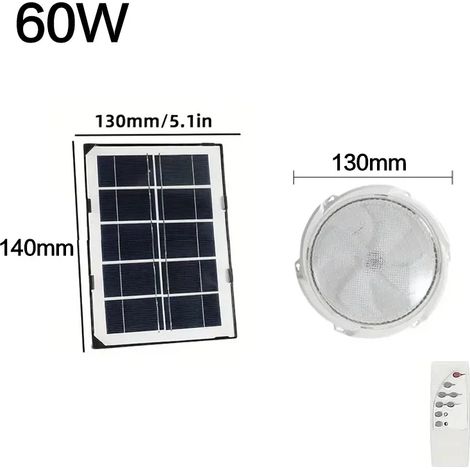 (60W) Nouveau plafonnier solaire LED étanche IP65, suspension extérieure, lampe solaire compatible avec les couloirs et la décoration de jardin. (1/5)