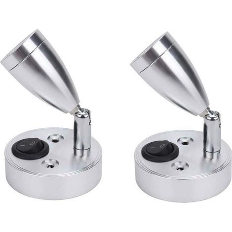 2 pièces 12V LED lampe de chevet murale interrupteur réglable camping-car caravane van caravane éclairage intérieur (argent) (1/5)
