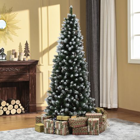 Albero di Natale HOMCOM, grande, 180 cm, con 630 punte, 37 pigne, base pieghevole e supporto in acciaio per decorazioni interne, colore verde. (1/5)