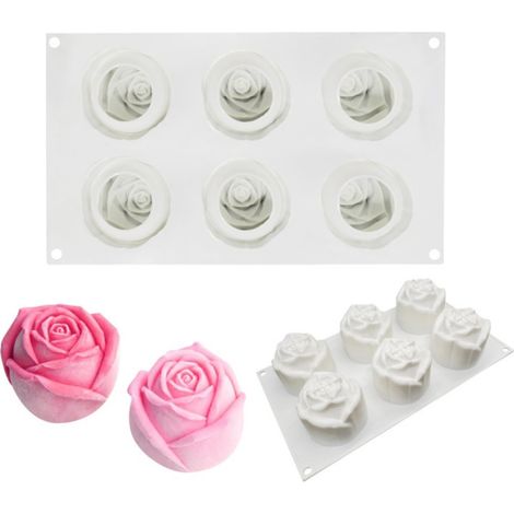 Moule à gâteau mousse rose 6 cavités, DIY savon main chocolat pâtisserie fête.