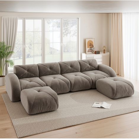 MODFU – Canapé modulable sans cadre – Chenille – Mousse 32D – Salon détente – 200 kg/assise – Taupe (1/5)