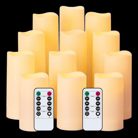 (12) Bougies LED sans flamme avec télécommande, parfaites pour la décoration de mariages et de fêtes de famille (1/5)