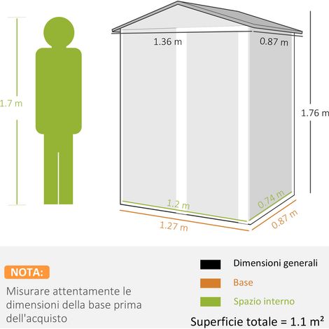 Abri de jardin en acier de 1,1 m² avec porte coulissante verrouillable, 136 x 87 x 179 cm, marron (1/5)