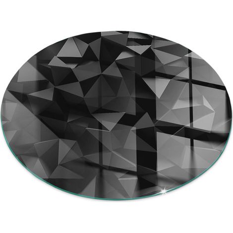Glasbodenplatte für den Kamin Glas Unterlage Hitzeschutz für den Boden mit Dekorative Motiv Dreidimensionale Geometrie Rund fi 90