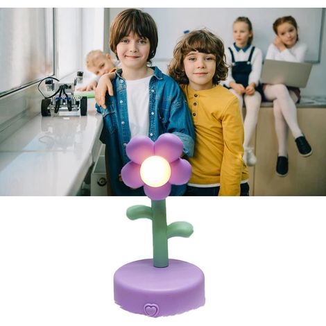 Jouet lumineux tournesol mignon et adorable, veilleuse à faire soi-même, lampe artisanale en colle au beurre, violet. (1/5)