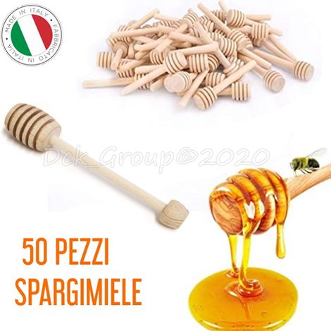 50 PEZZI Spargimiele Dosa Miele Cucchiaio Mielino Prendi Miele Legno Di Faggio 15 Cm Made In Italy (1/2)