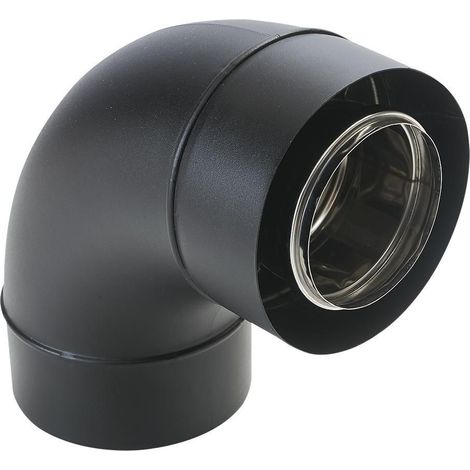 TEN – Coude concentrique 87° inox 316 – Raccord fumisterie Ø80/125 – Évacuation produits de combustion – Pour appareils à granulés