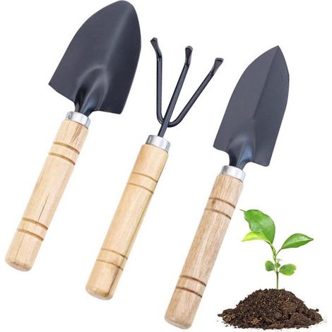 Mini-Gartenschaufel- und Rechenset – 3-teiliges Set – Geeignet für Topfpflanzen (1/5)