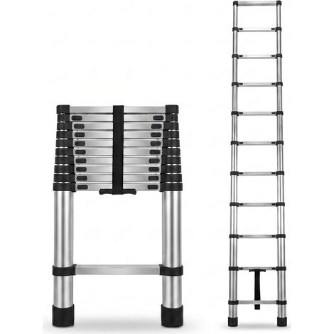 Escalera Telescópica Plegable 3,2 m Peldaños Antideslizantes (1/5)