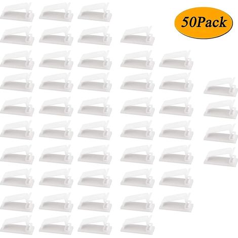 Gestion des câbles, 50 clips de fixation auto-adhésifs pour câbles (1/5)