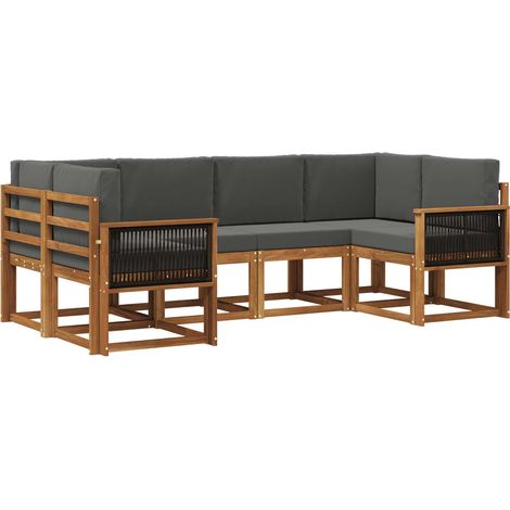 Outdoor Sofa Set 6 pcs Natural and Anthracite Solid Acacia Wood vidaXL (1/5)