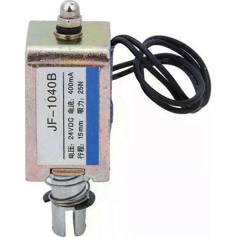 Électroaimant 25 N JF-1040B 25 N 24 V CC, électroaimant solénoïde à commande push-pull, course de 15 mm - JXLGV (1/5)